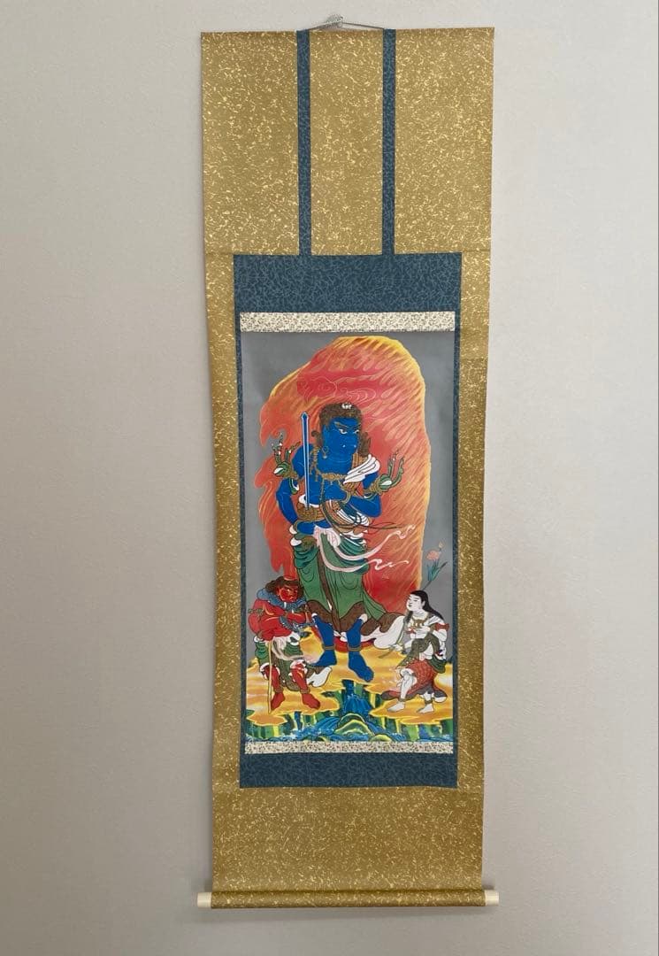 【新品未使用】掛け軸 不動明王 仙通 五尺 箱あり　縦156×横50.5㎝