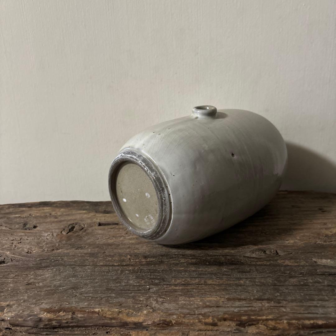 平清水焼　灰白釉掛　古民藝　古道具　アンティーク　花器　骨董　古陶磁　検:李朝
