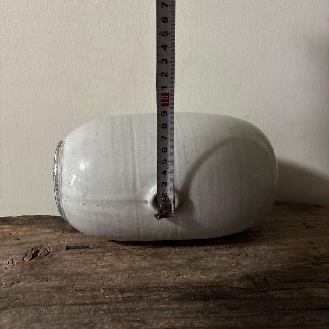 平清水焼　灰白釉掛　古民藝　古道具　アンティーク　花器　骨董　古陶磁　検:李朝