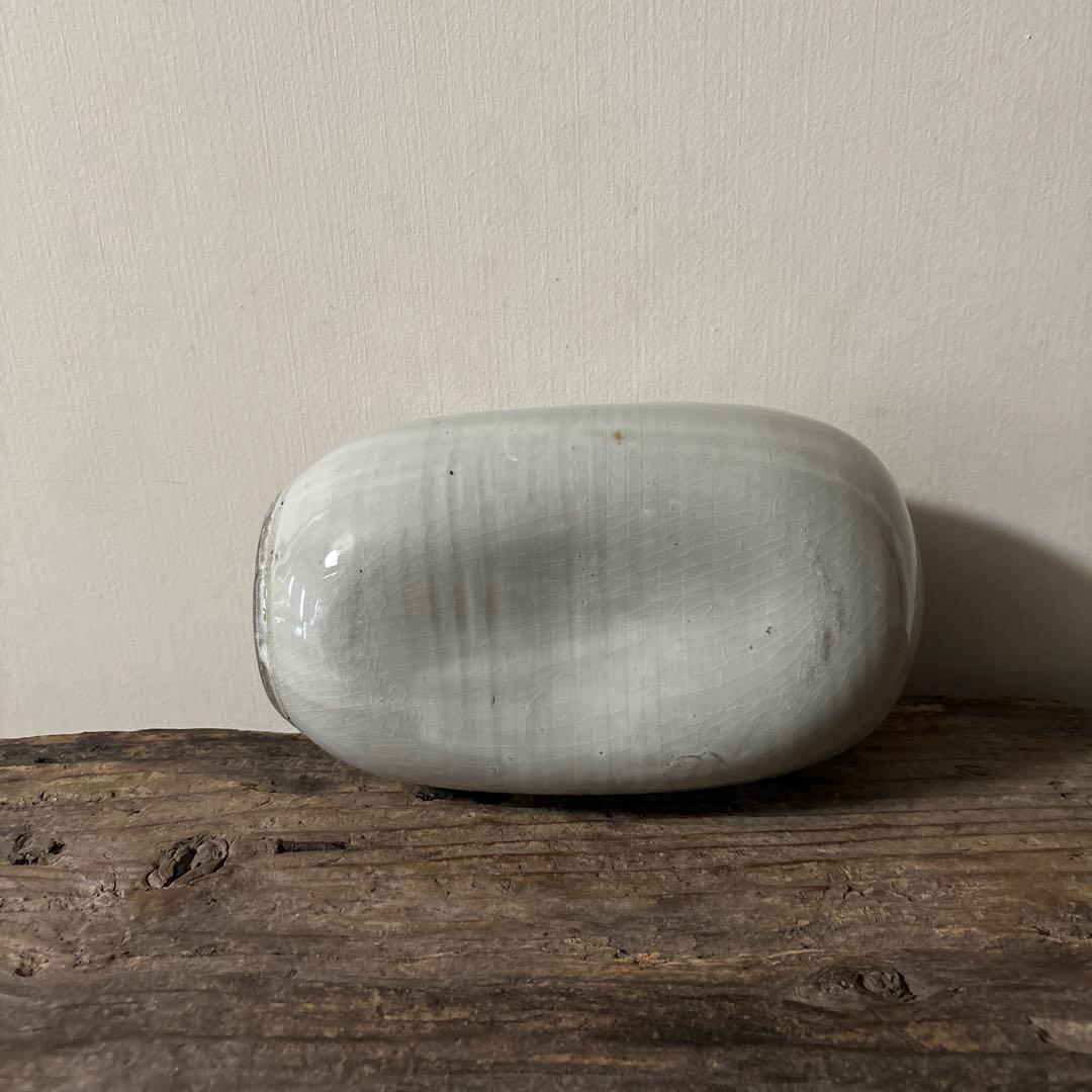 平清水焼　灰白釉掛　古民藝　古道具　アンティーク　花器　骨董　古陶磁　検:李朝