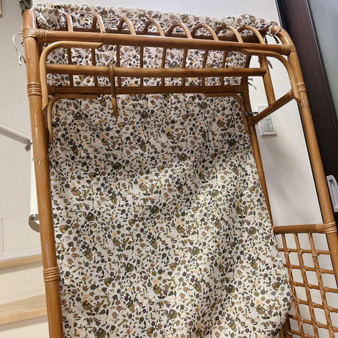 ラタン 籐家具 レトロ ハンガーラック 収納バスケット 鹿田産業