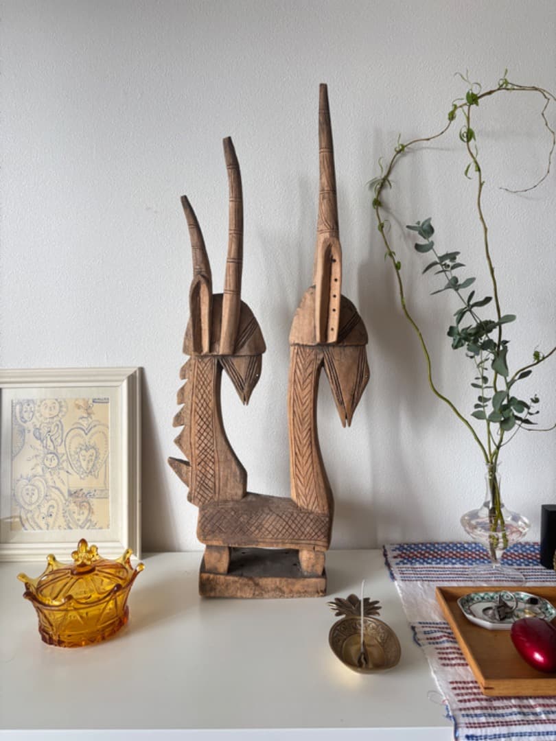 【ドゴン族 双頭像】アフリカ 木彫 彫刻 豊穣と調和 インテリアアート