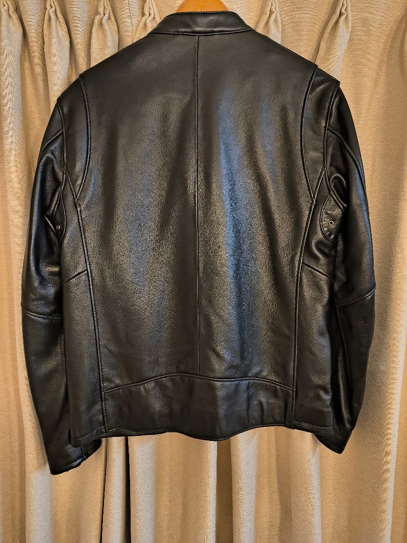 【美品】ブラック シングルライダースジャケット M シープレザー