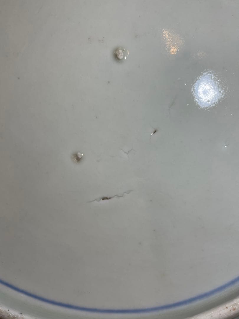 古伊万里　金彩　色絵皿　白抜き技法　兎　花籠　雪輪　大皿