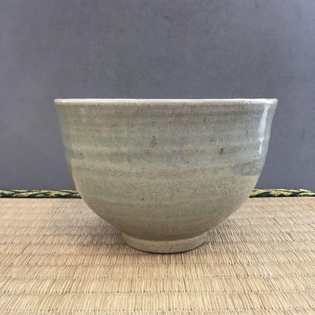 茶道具 茶碗 灰釉茶碗 渓泉 直径約120ミリ 高さ約80ミリ N 282