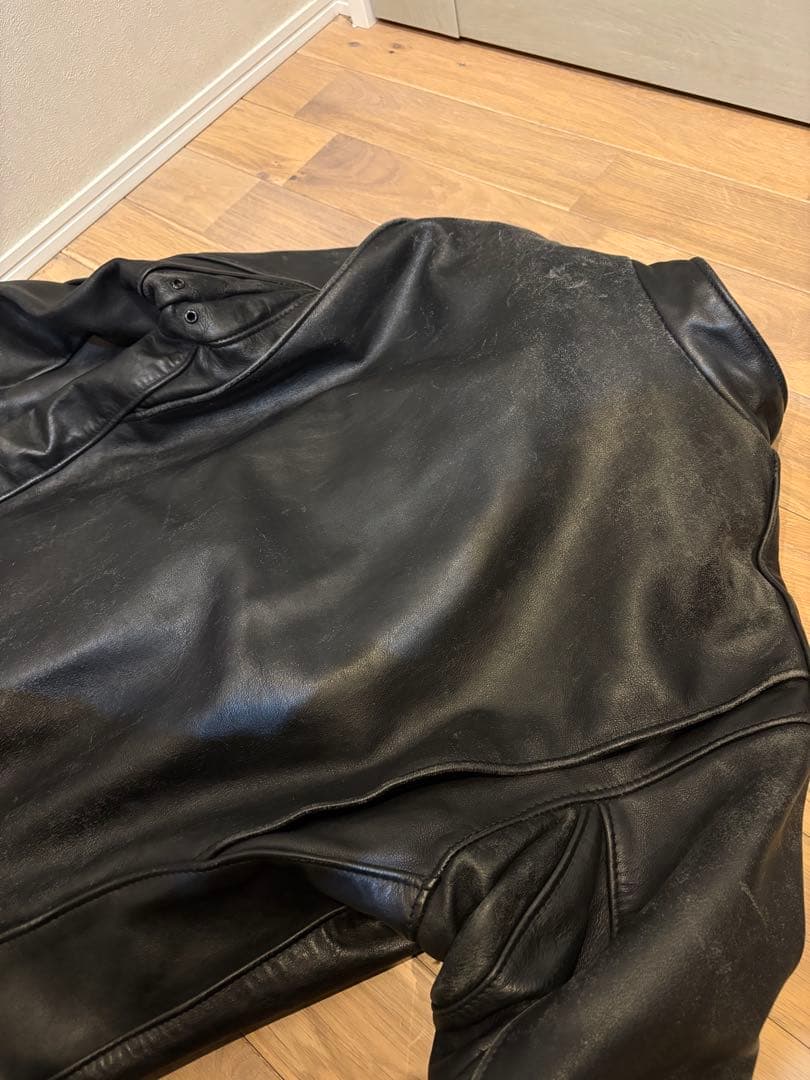 【インナー付き】Schott ブラック シングルライダースジャケット 42