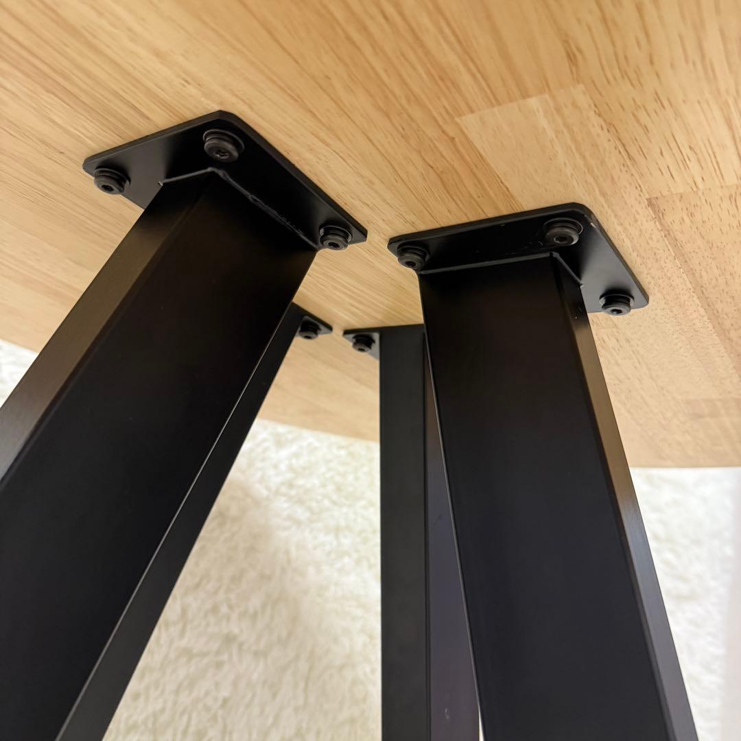 カナデモノ カフェテーブル 天然木 スチール 面取り 74cm ナチュラル 黒