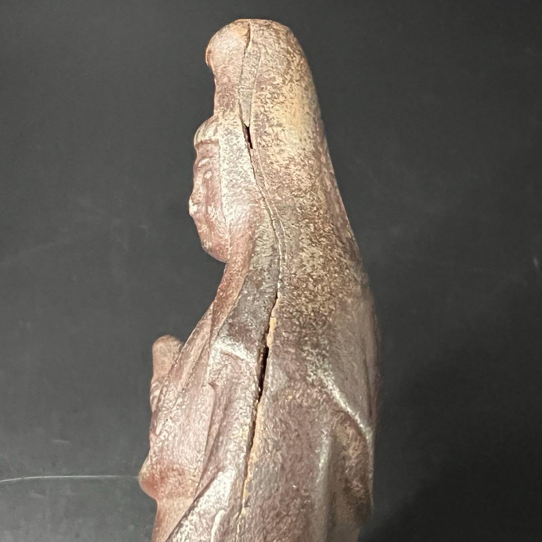 古い鉄製 観音菩薩立像／鋳鉄 仏像 在地信仰 古道具 ◎古美術庵々 アンティーク