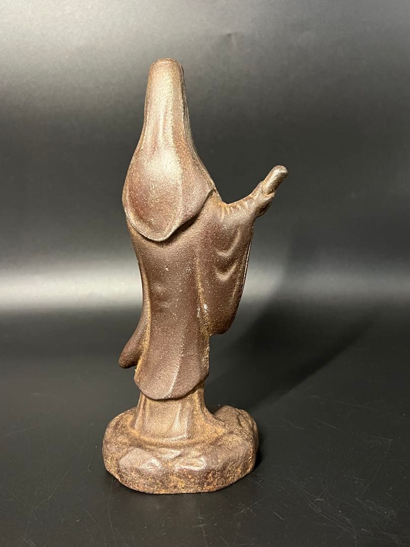 古い鉄製 観音菩薩立像／鋳鉄 仏像 在地信仰 古道具 ◎古美術庵々 アンティーク