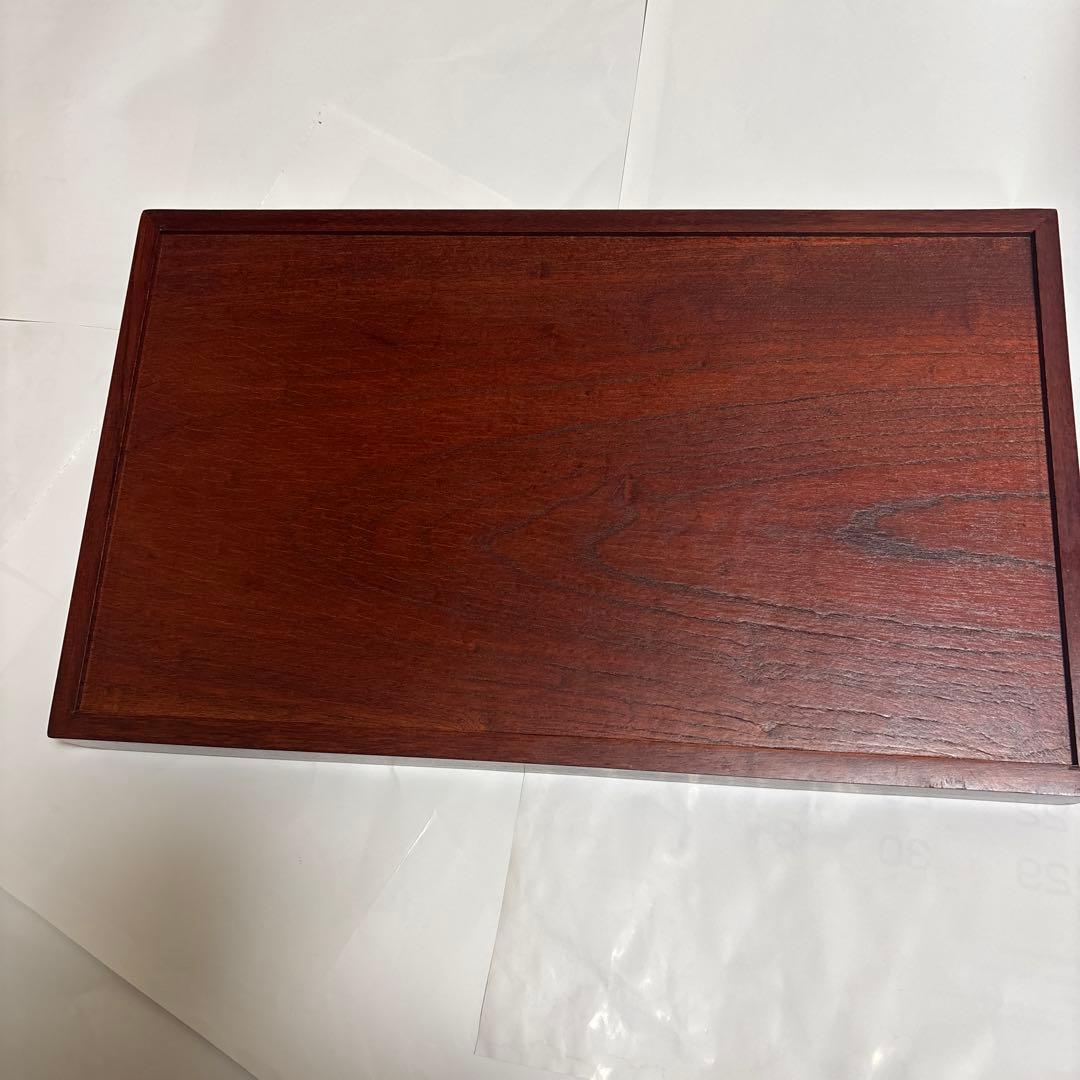 会津塗　木製盆 花の蒔絵　落款あり