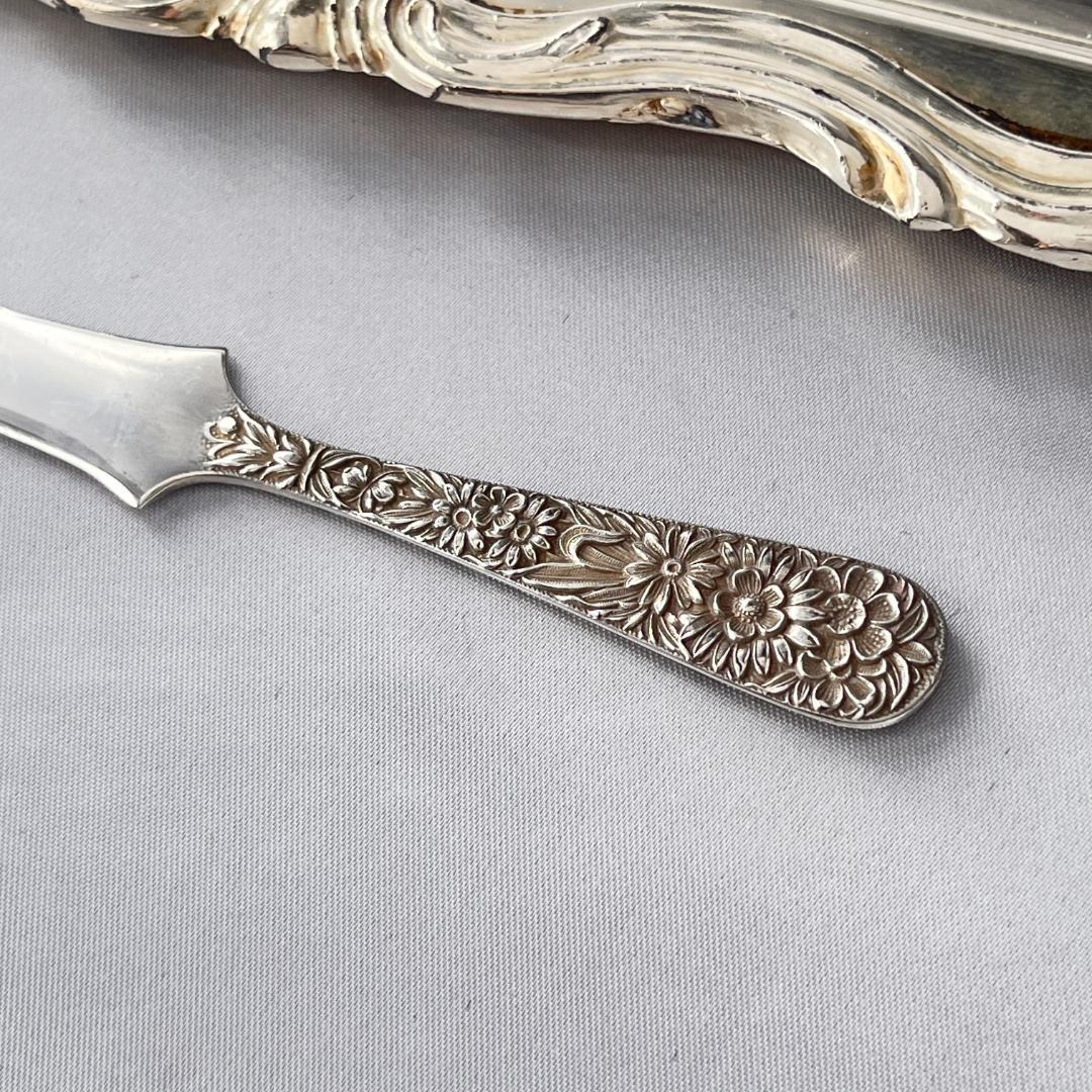 【S.Kirk & Son】【純銀】レターナイフ 花々が彩る スターリング