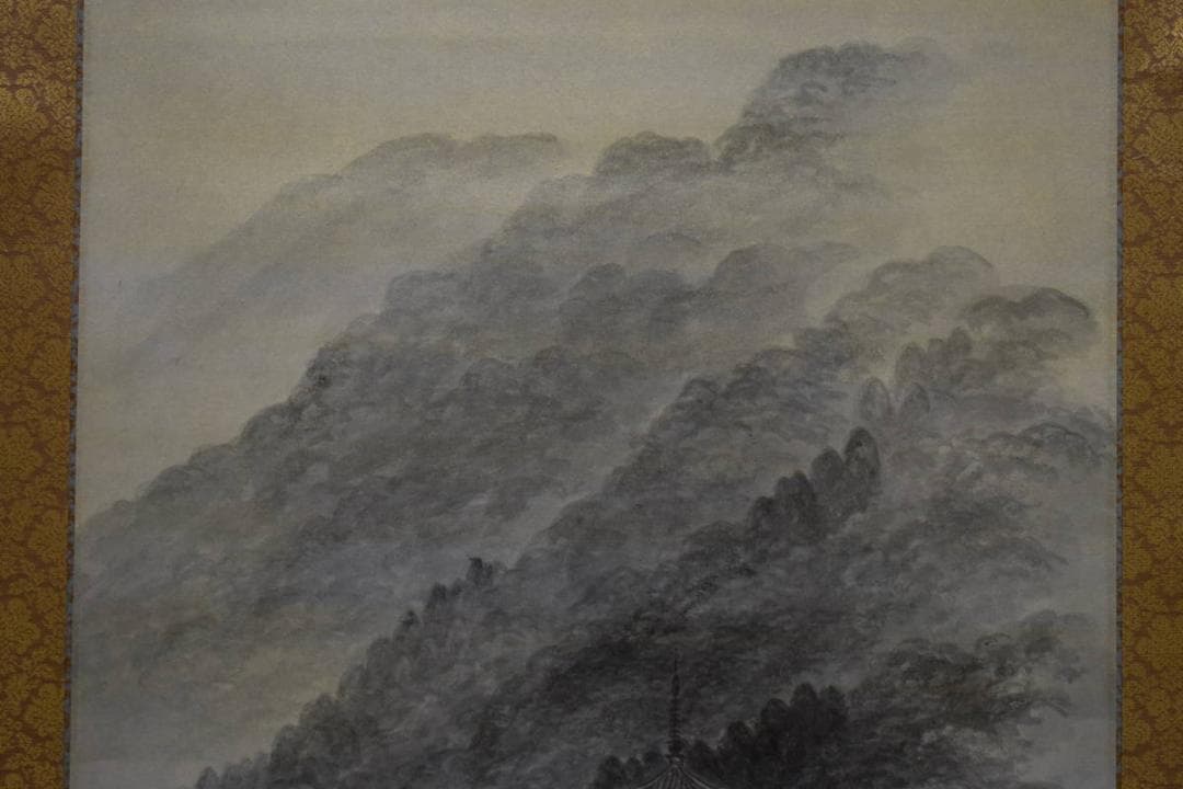 真作/南義信/大路清韻/塔山水図/桐共箱太巻二重箱付/布袋屋掛軸HG-352