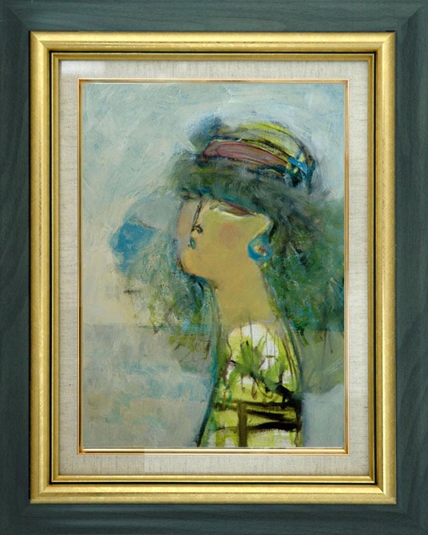 油絵 絵 絵画 インテリア 額付(黒) F4-052113 人物 女性像