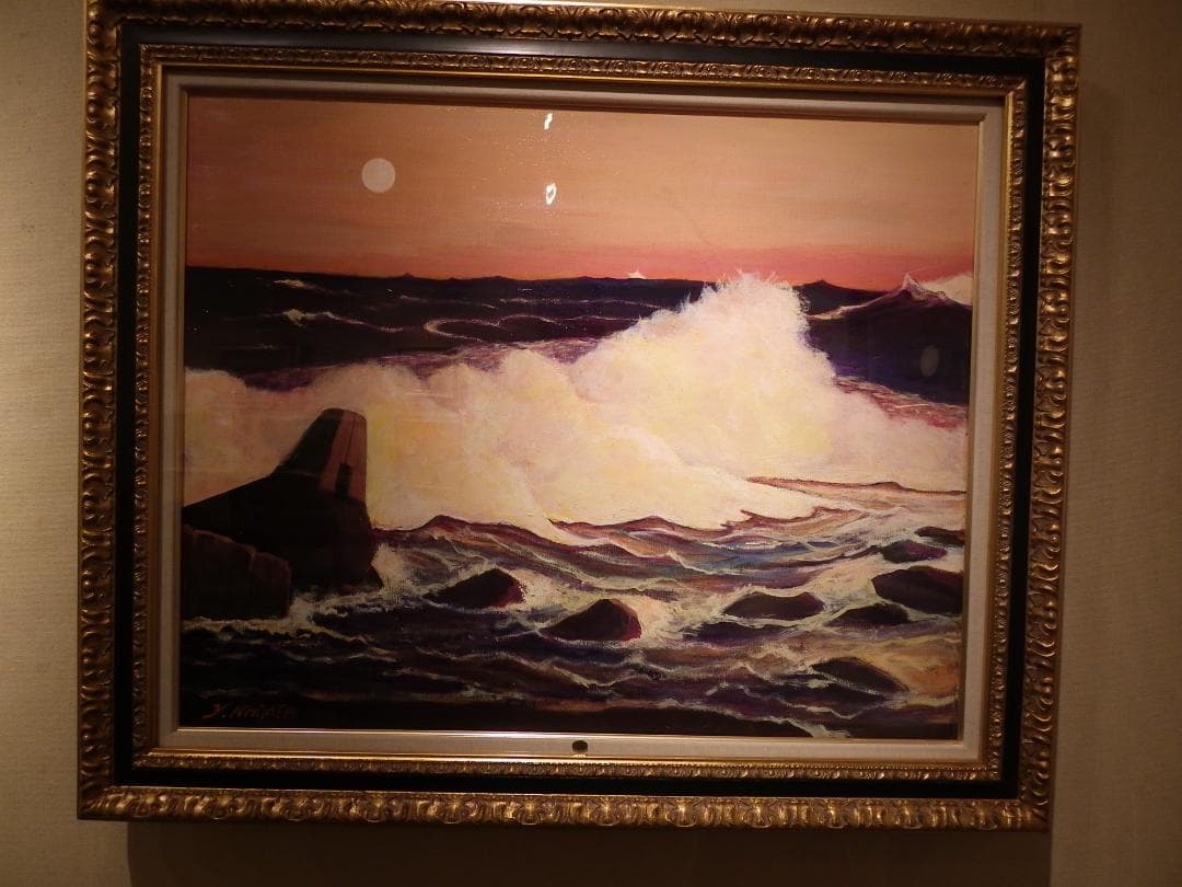 絵画　永田芳郎作　画題　絶景鹿島灘　F30号アクリルキャンバス画