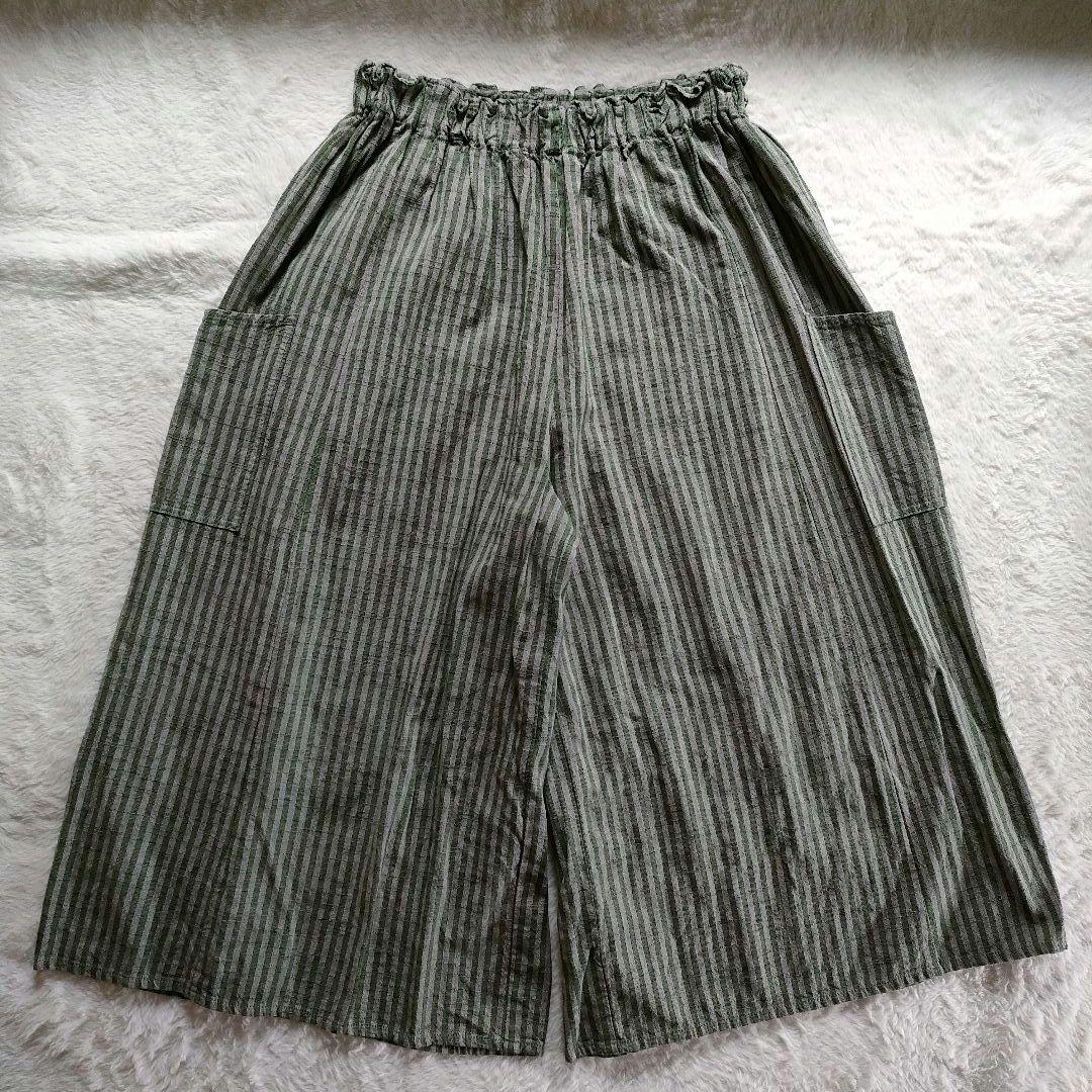 【✨極美品✨】ヤンマ産業◎会津木綿YAMMAキュロット ガウチョパンツ　棒縞