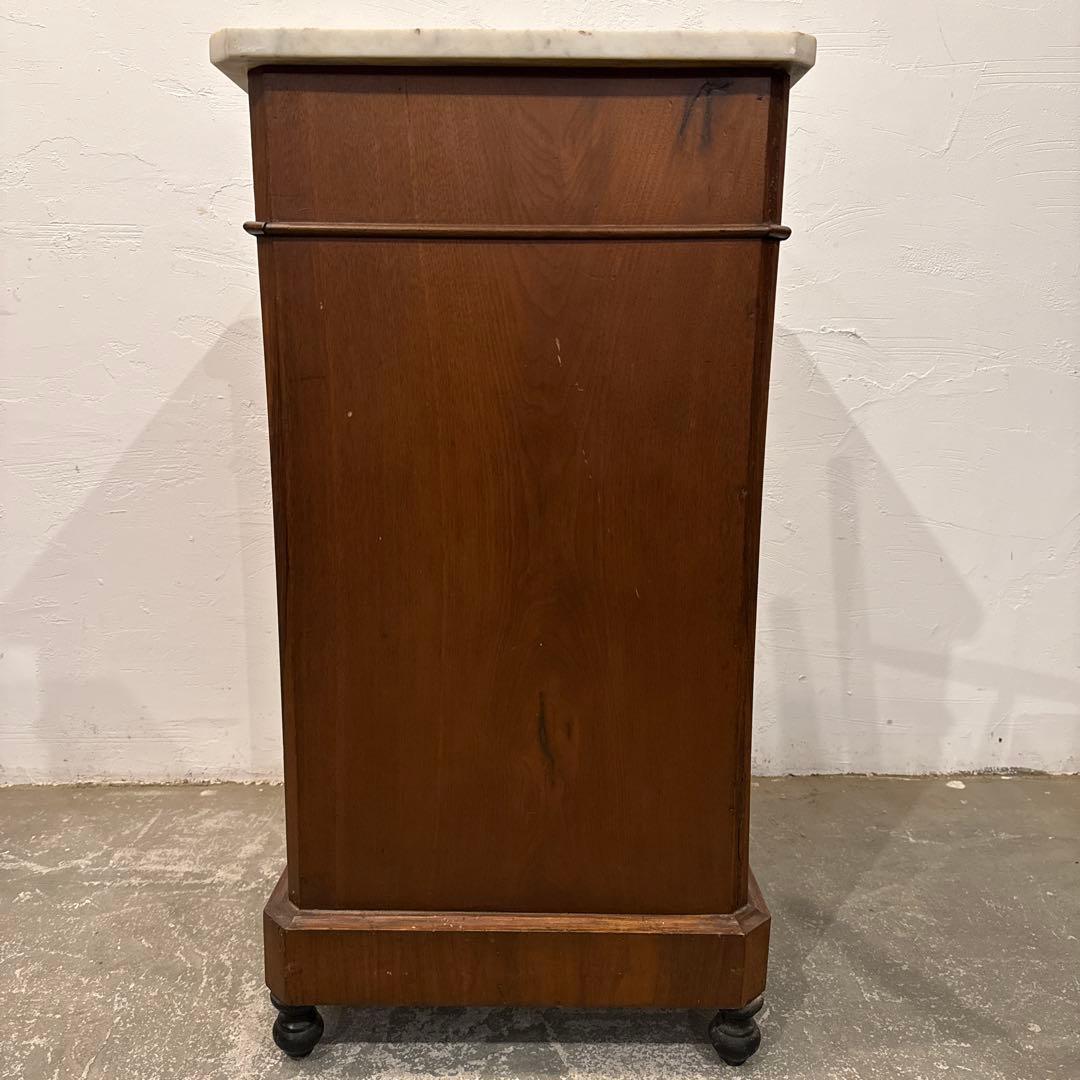 年末年始saleヴィンテージ　サイドテーブル　大理石天板　引き出し／扉収納付き