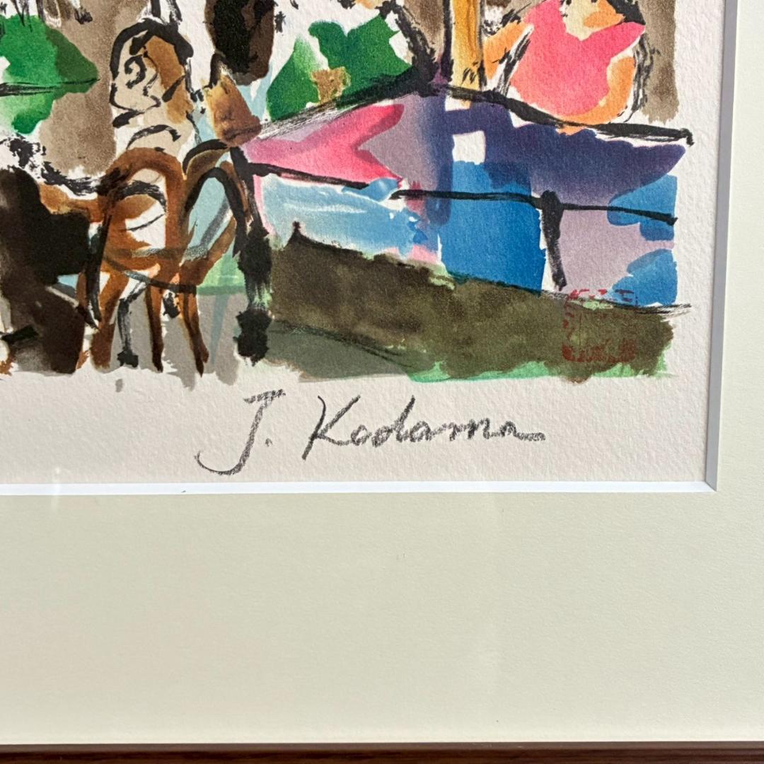 美品 児玉幸雄「カフェ・ドゥ・リュウ・セーヌ」リトグラフ 児玉純子直筆サイン有