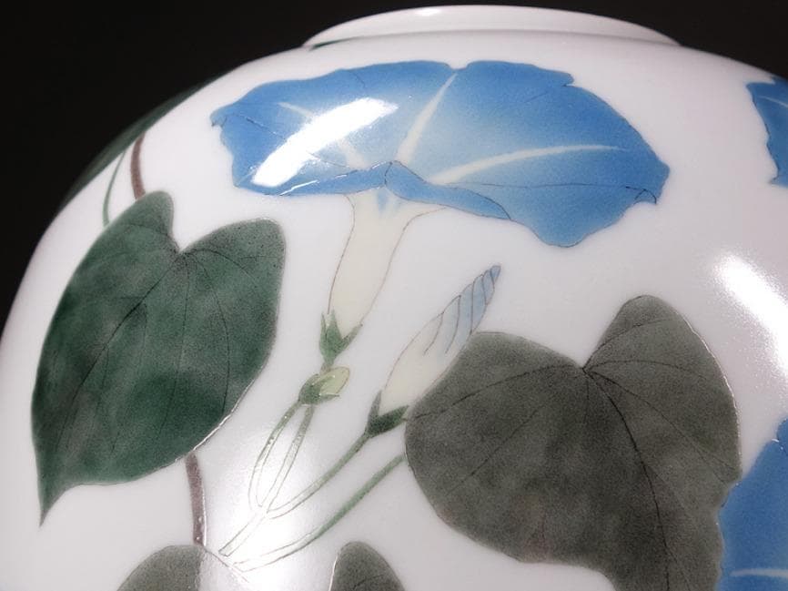 釉描色絵西洋朝顔文壷 高さ37cm 大壺 【堀内淳吾】秀逸作