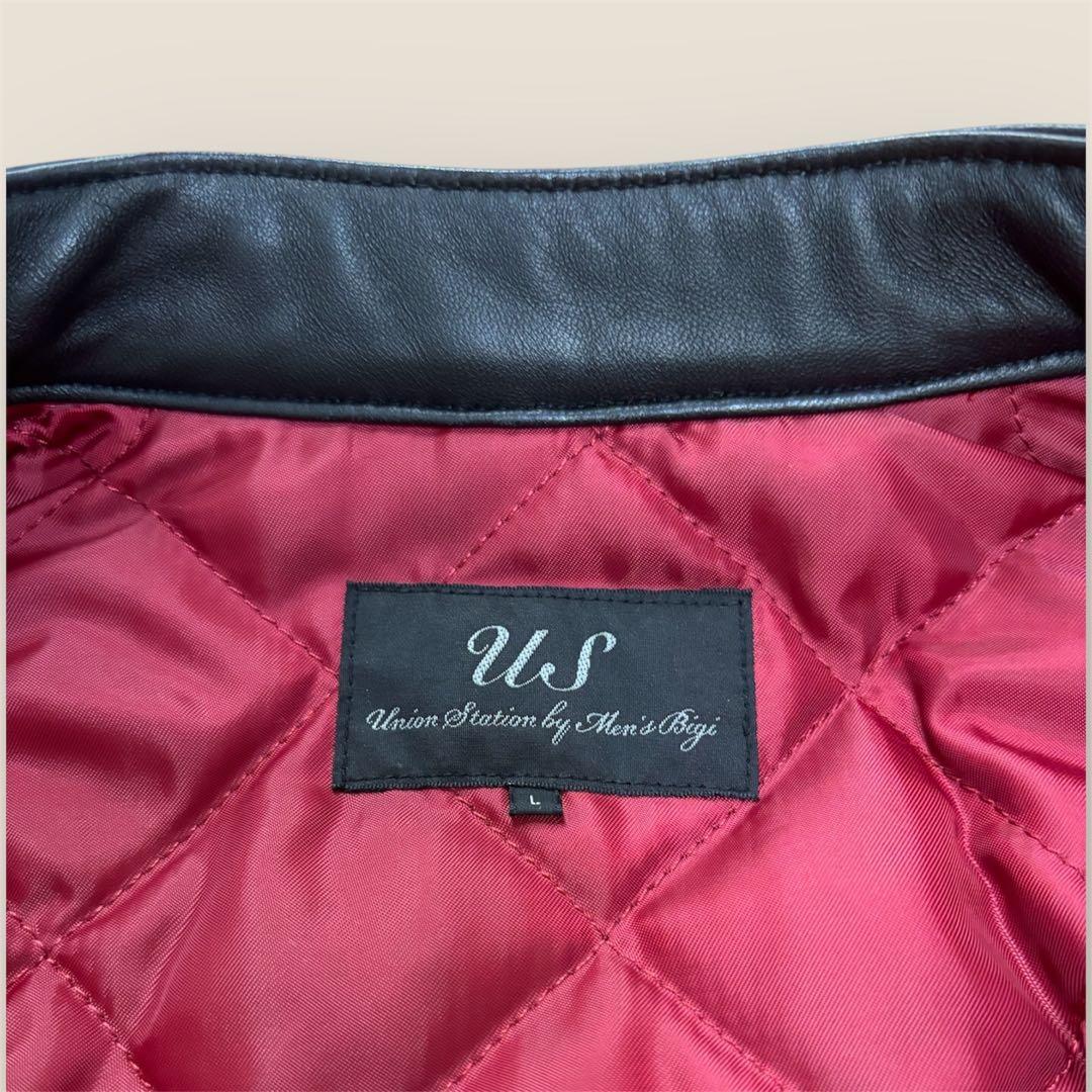 即日発送⭐️美品ユニオンステーションメンズビギ 羊革 ラムライダースジャケット L