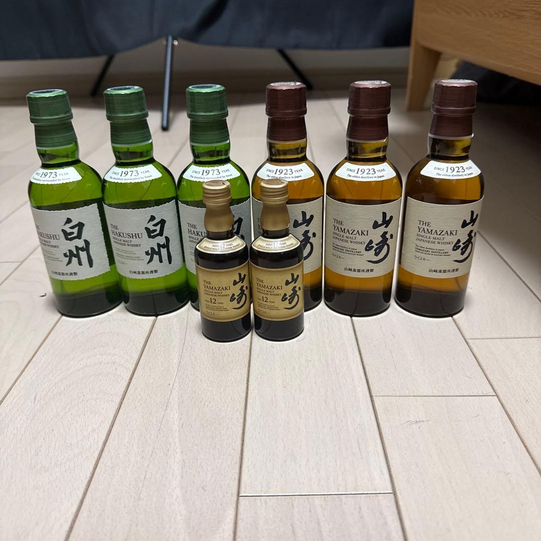 サントリー 山崎 白州 180ml 各3本 & 山崎12年 50ml 2本セット