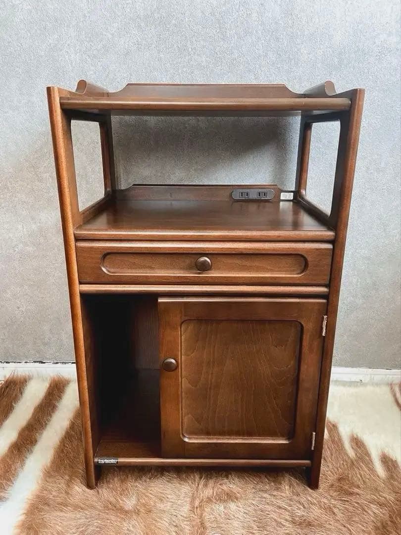 karimoku カリモク 電話台 コンセント付 キャビネット オールドカリモク