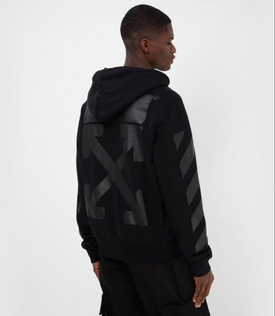 OFF WHITE ブラック パーカー　オフホワイト