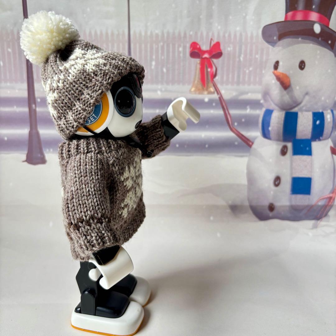 専用　雪模様いっぱい編み込んだセーターとニット帽＊グレージュ　雪模様赤のセット