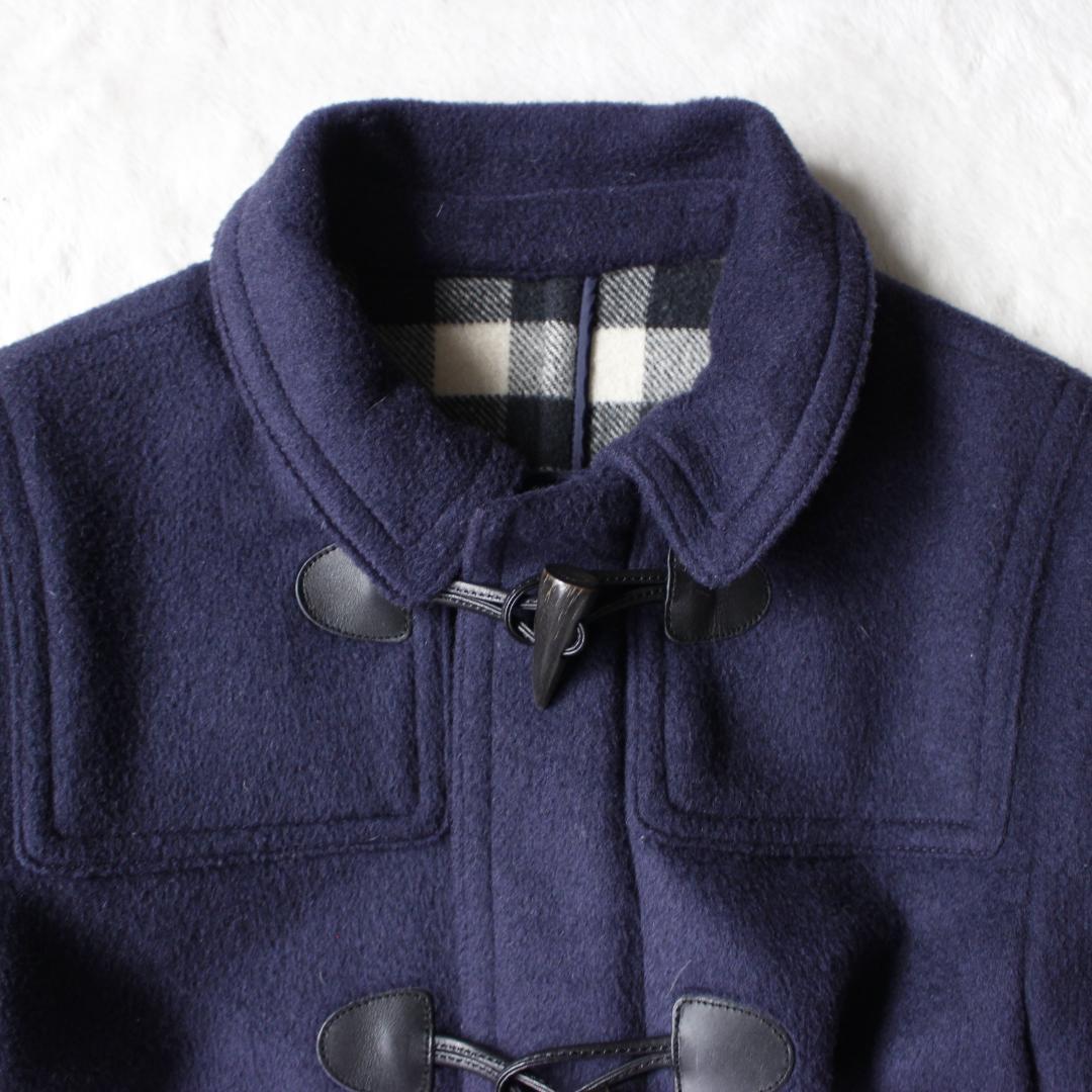 バーバリーチルドレン ダッフルコート 14Y ノバチェック フード ネイビー