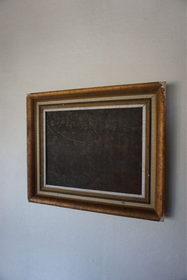 大きなアンティークフレームのブリキサインボード　看板　店舗什器　額縁　古道具