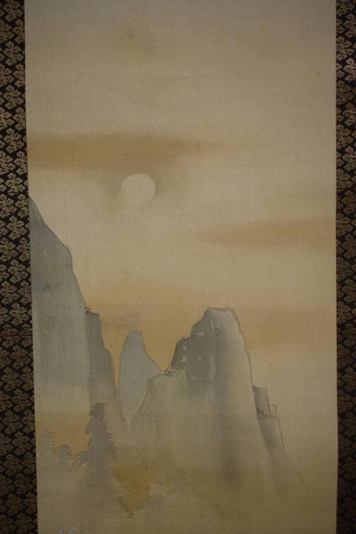 真作/狩野伊川院/人物山水図/三幅/金襴表装/布袋屋掛軸HG-24