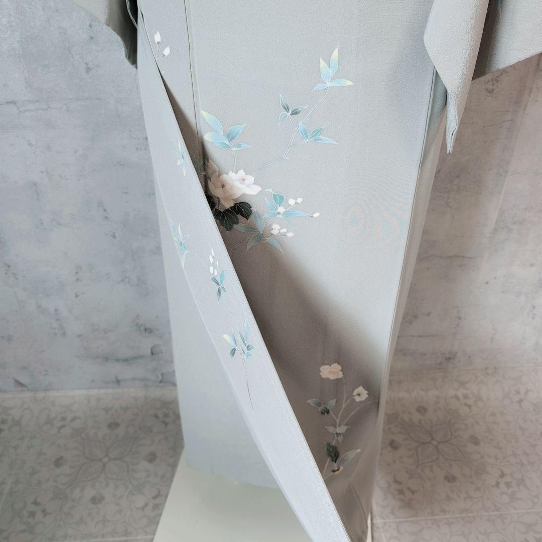 訪問着　フルセット　加賀友禅　虫食い　着物　正絹　花　祝い事　落款　E1