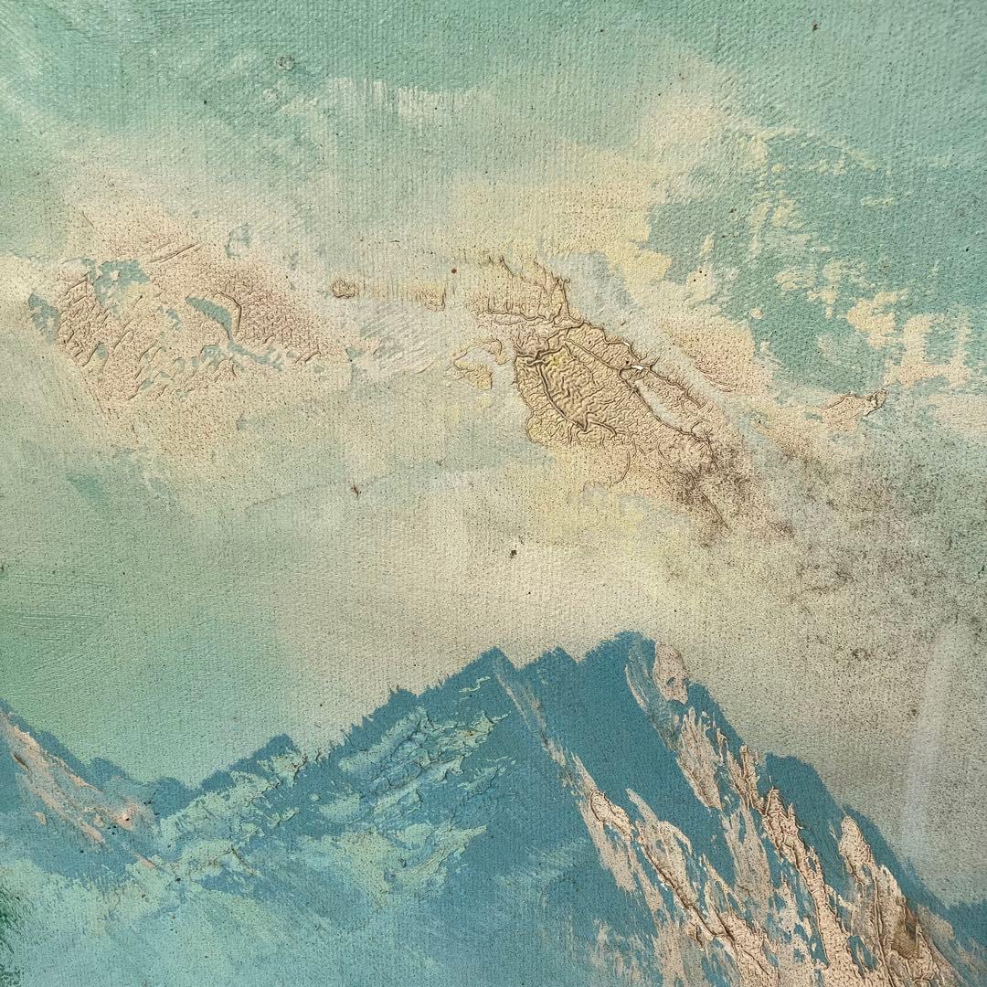 アンティーク More 山の湖畔 肉筆 油彩画 油絵 風景画 金縁額縁 額装絵画