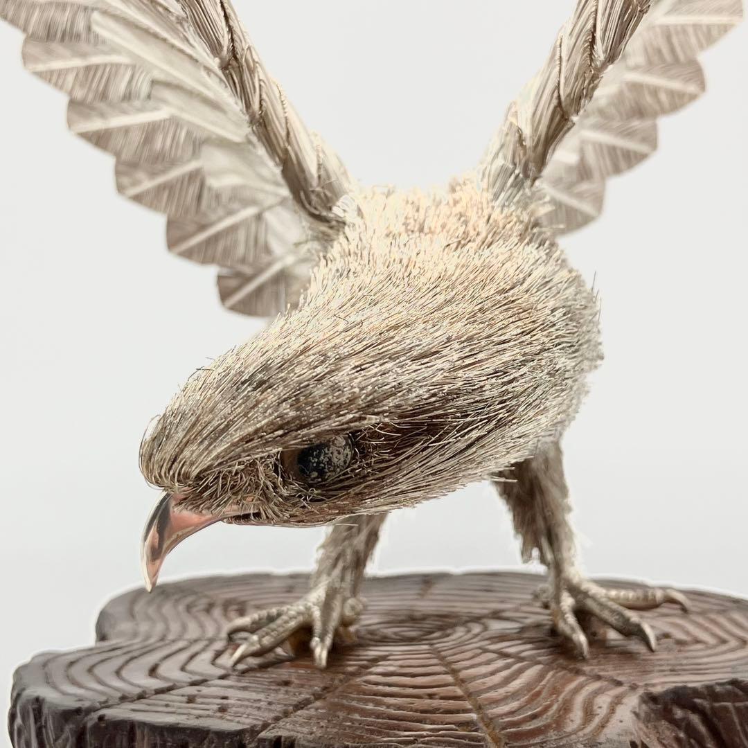 純銀 白鷹 光則作 純銀製置物