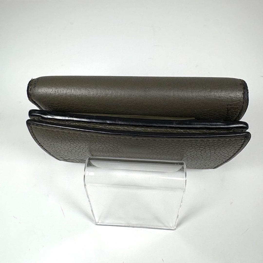 ☆人気☆LOEWE アナグラムロゴ 三つ折り コンパクト財布 カーキ レザー