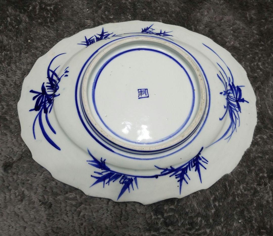 伊万里　明治時代　手書き染め付け陶印いりです