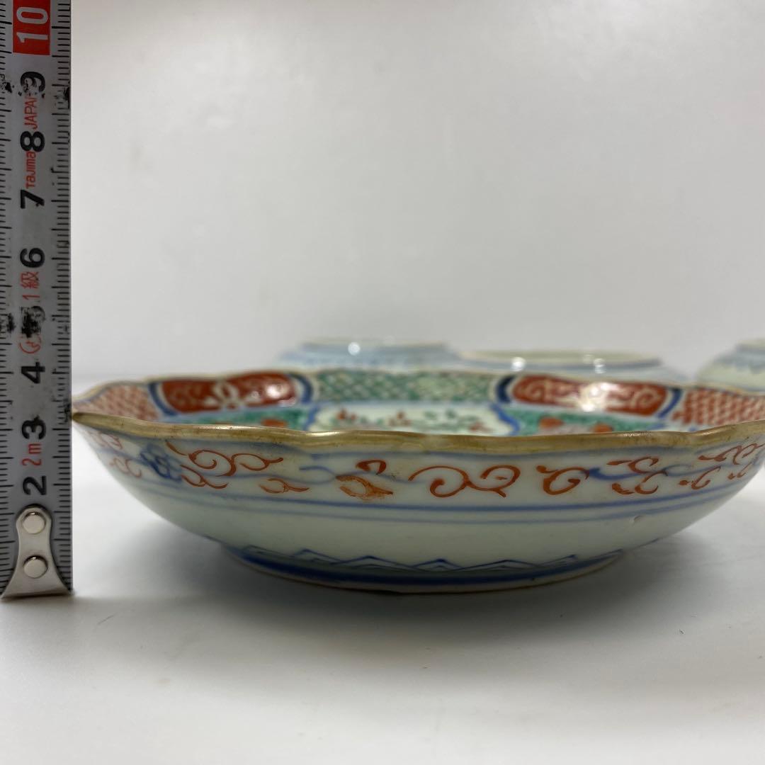 古伊万里　上手赤絵中皿10枚　幅約15.5㎝　東Y7-0312☆2Fトヒコ