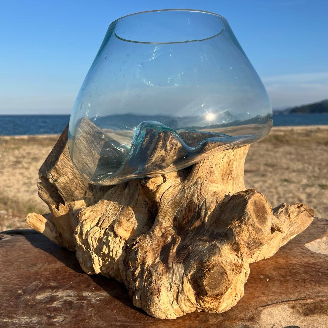 流木ガラス オブジェ超特大J 花瓶 金魚鉢 水槽 テラリウム 観賞魚 メダカ容器