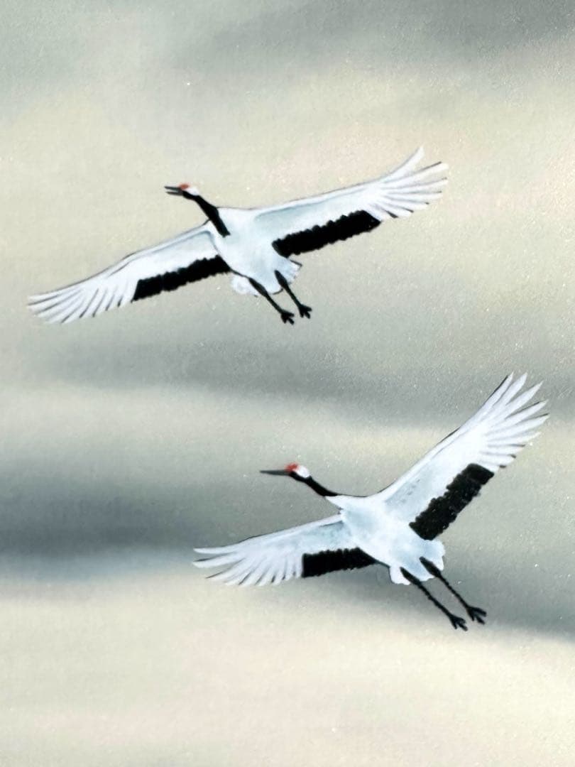 清水栄一 赤富士 掛け軸 絹本 大幅 共箱 タトウ