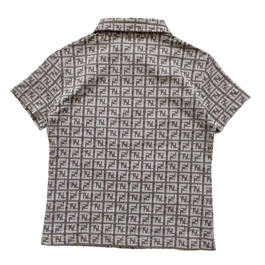 美品 FENDI フェンディ ズッカ柄 半袖 ポロシャツ 44 ロゴ