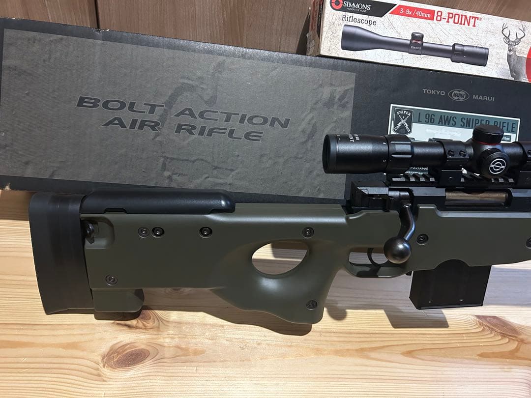 東京マルイ L96 AWS ODストック 実銃用ライフルスコープ+バイポッド