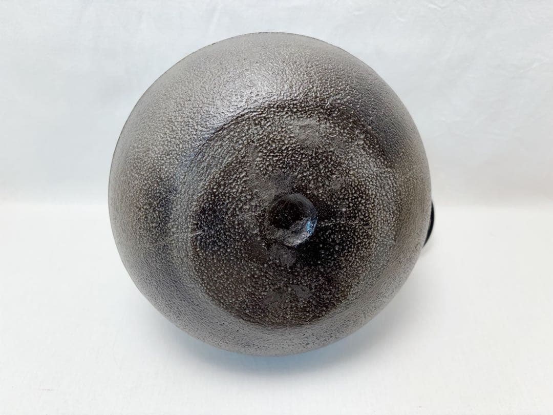 ほぼ未使用 茶道具 釜師 菊地政光作 紹鴎好写 鶴首釜 釜印 釜鐶 共布 共箱