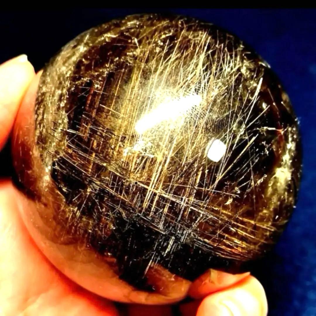 超大玉　67mm ゴールドスモーキールチルクォーツ　金針水晶　パワーストーン
