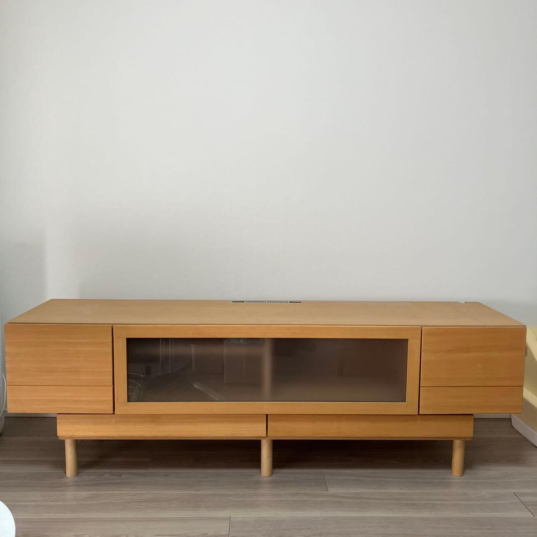 高野木工　ナチュラルウッド テレビボード ガラス扉付き