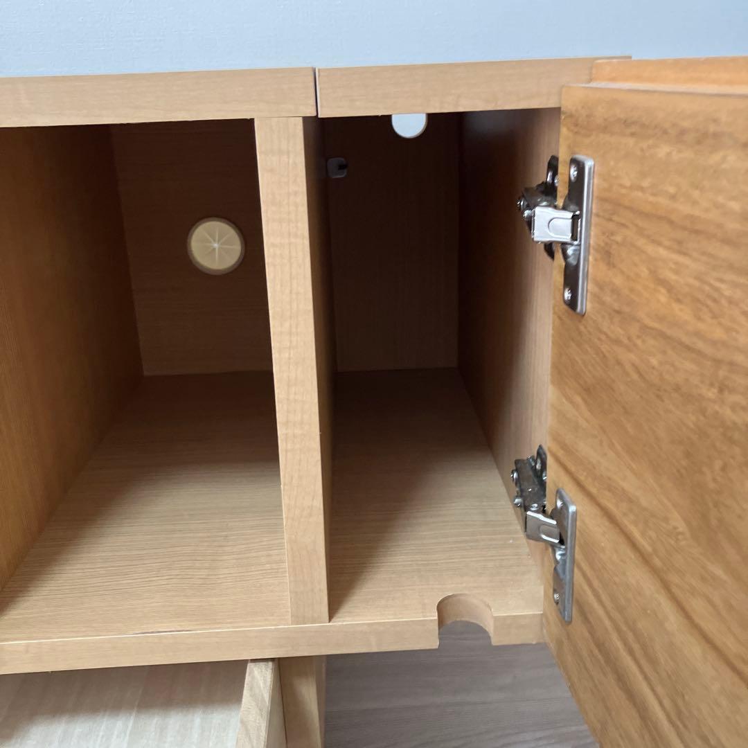 高野木工　ナチュラルウッド テレビボード ガラス扉付き