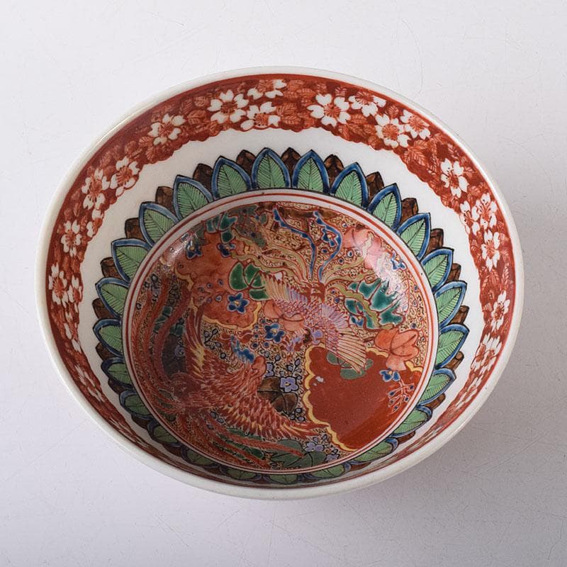 瀬戸焼　古瀬戸　赤絵金彩　鳳凰文　鉢　V　R8600