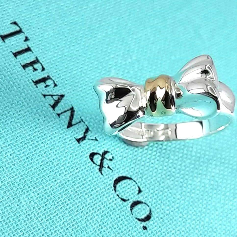 ●SALE●【ティファニー】リボン　コンビ　リング　７号　2248