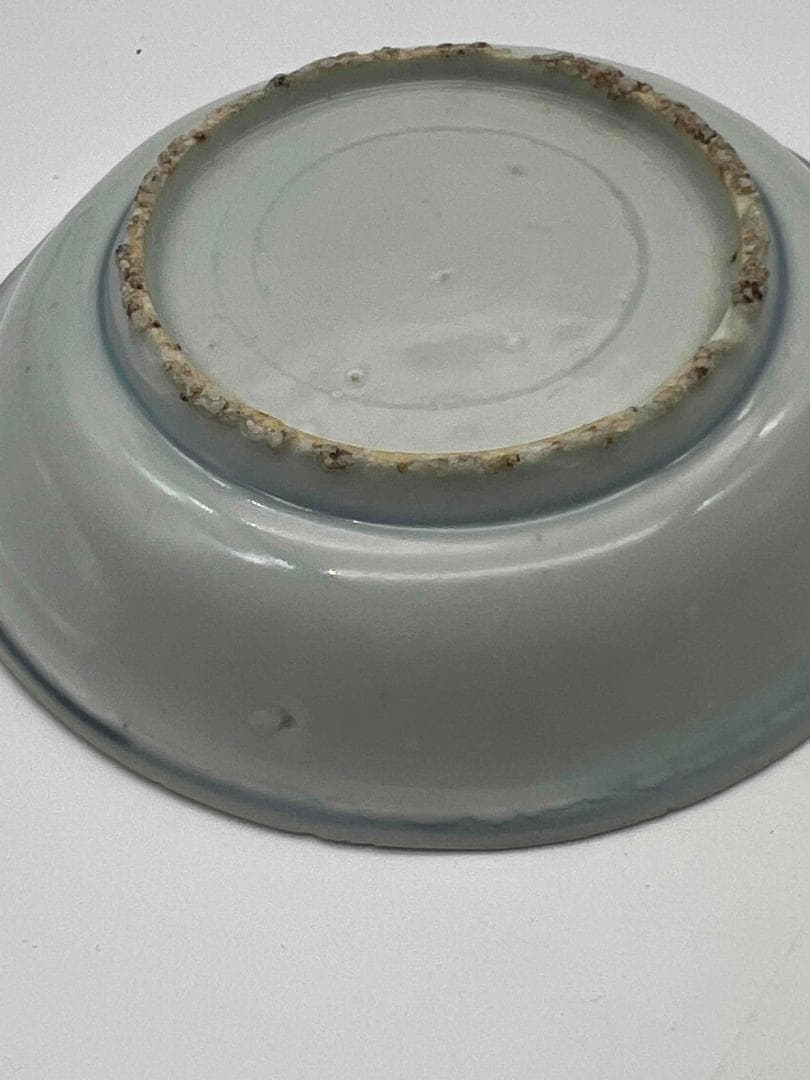 明時代　染付 青花蟹文盤一対　【希少貴重】【旧家蔵出し】　古染付皿(B-48)