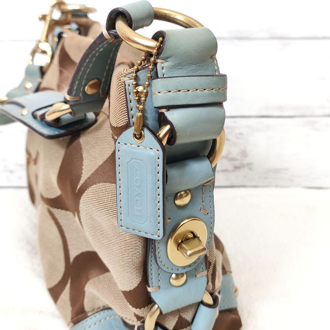 COACH シグネチャー ワンショルダーバッグ 水色 ターンロック y2k