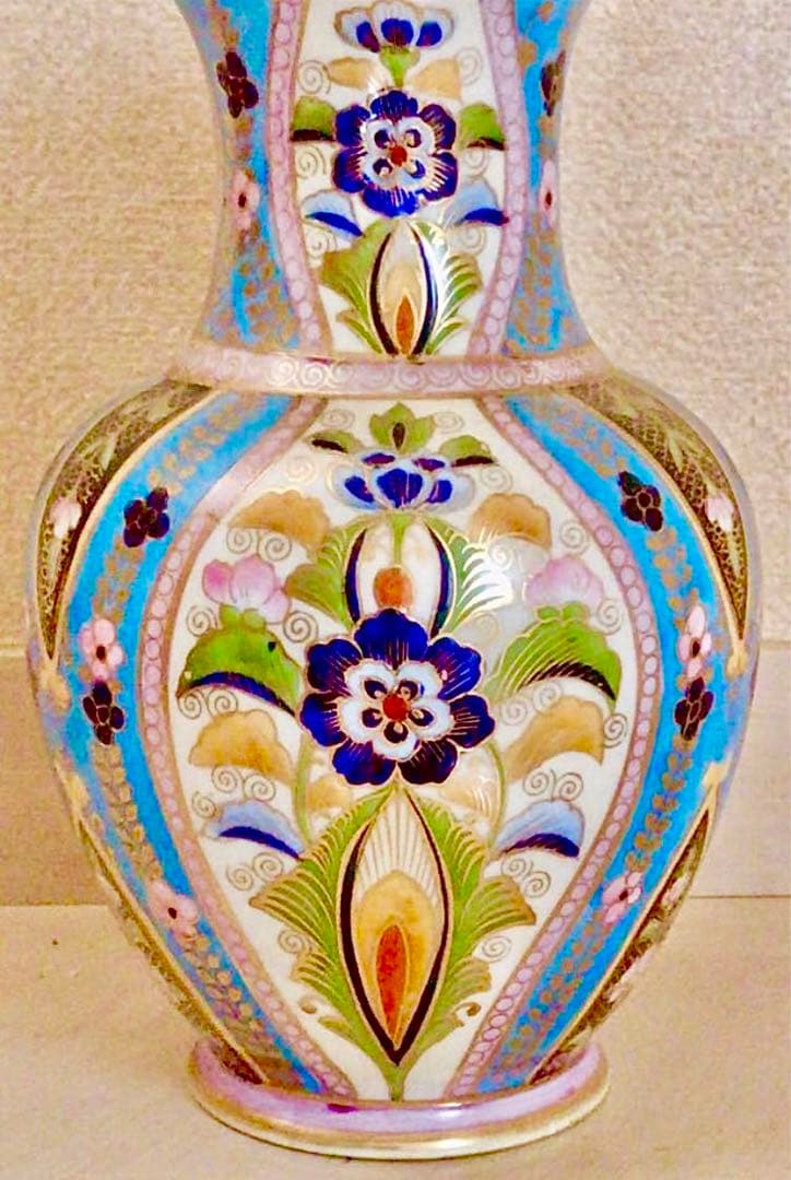 鎌倉旧家出物、日本陶器合名会社　年代不明　美品色彩豊かな、オールドノリタケ花瓶