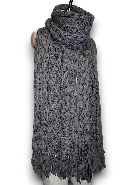 LIMI feu リミフゥ アラン編みフリンジニットマフラー　ヨウジヤマモト